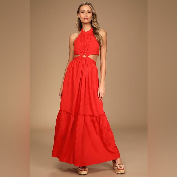 Lulus Dresses & Skirts - Lulus Island Vacay Red Tie-Back Maxi Dress